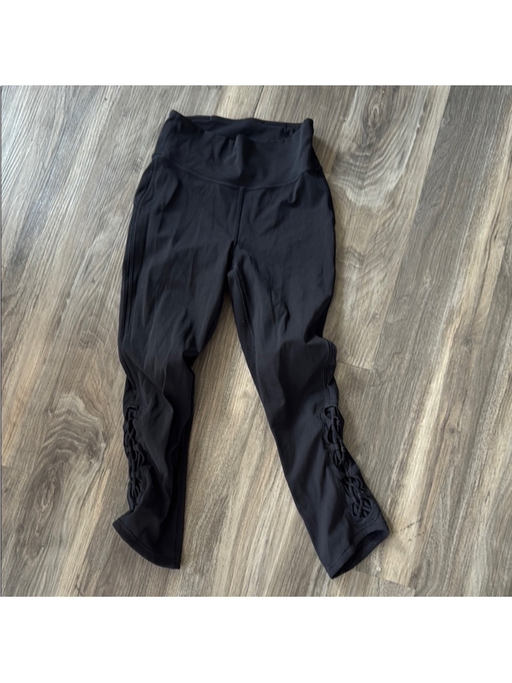 lululemon athletica Black High-Rise Capri with Side Lace-Up Detail